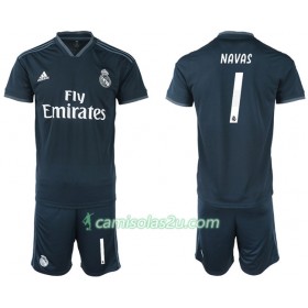 Camisolas de Futebol Real Madrid NAVAS 1 Criança Equipamento Alternativa 2018/19 Manga Curta